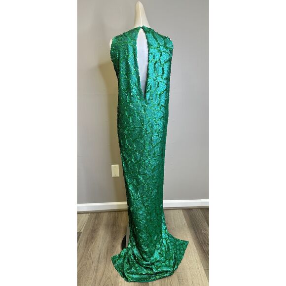 NWT Ozgur Masur Sequined Wrap Sleeveless Keyhole Back Column Gown Size 4 $1944 - Picture 6 of 10